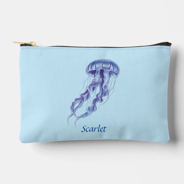 Personalized Purple Jellyfish illustration design Accessory Pouch (Front)