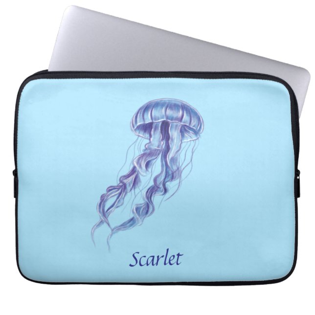 Personalized Purple Jellyfish illustration design Laptop Sleeve (Front)