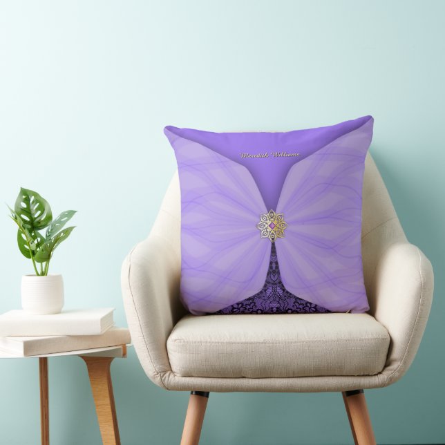 Personalized Purple Jewel Textile Illusion Throw Pillow (Chair)