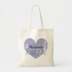 Personalized purple junior bridesmaid tote bag