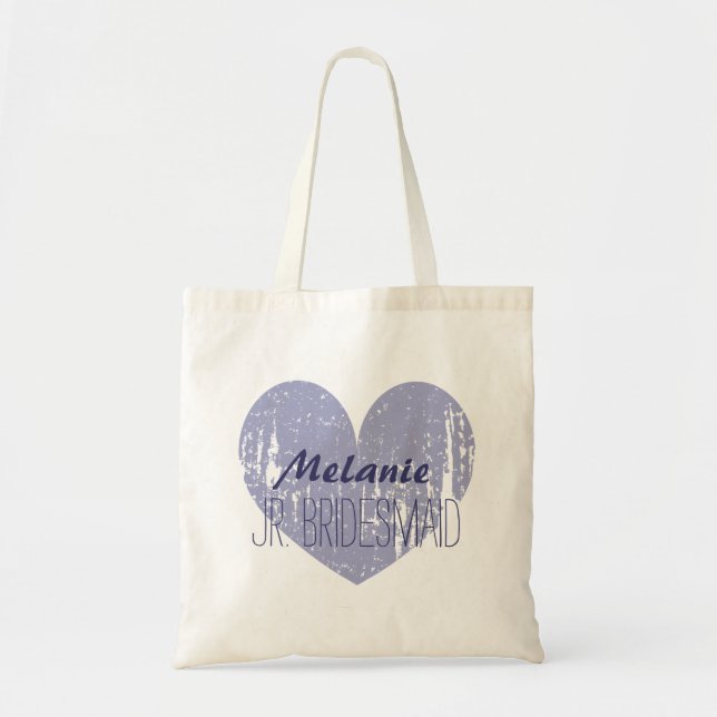 Personalized purple junior bridesmaid tote bag (Front)