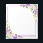 Personalized Purple Lavender Watercolor Floral Not Notepad<br><div class="desc">Elegant stationery note pad. Easy to edit and add your name,  business name,  monogram. Hand painted watercolor floral bouquet of roses in lavender,  purple,  violet,  peach,  mauve. Give them during or send them for any occasion.  Makes great keepsake.  Add your thank you message.</div>