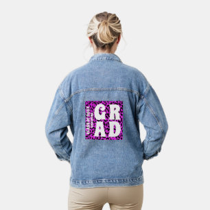 Personalized Purple Leopard Print Graduate Name Denim Jacket