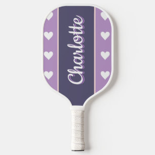 Personalized Purple Lilac Hearts Pickleball Paddle