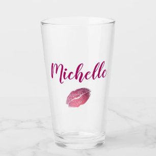 Personalized Purple Lip Print Glass