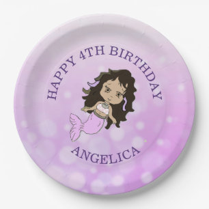 Personalized Purple Mermaid Birthday Plates