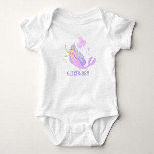 Personalized Purple Mermaid Girl 1st Birthday Baby Bodysuit