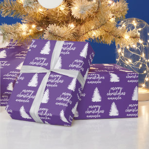 Personalized Purple Merry Christmas Wrapping Paper