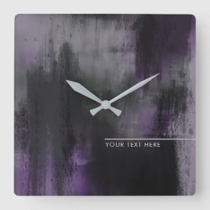 Personalized Purple Modern Abstract Artistic Square Wall Clock