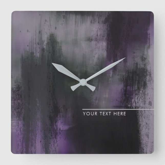 Personalized Purple Modern Abstract Artistic Square Wall Clock (Front)