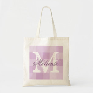 Personalized purple mosaic name monogram tote bag