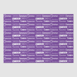 Personalized Purple Name Font Collage Typography Tissue Paper