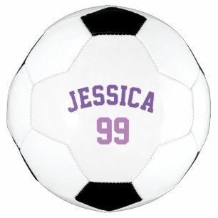 Personalized Purple Name Number Minimalistic Soccer Ball