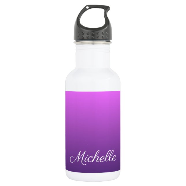 Personalized purple ombre 532 ml water bottle (Front)