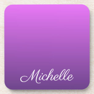Personalized purple ombre coaster