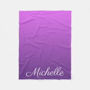 Personalized purple ombre fleece blanket