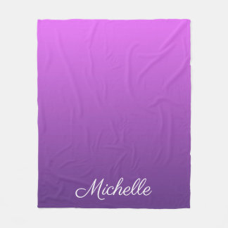 Personalized purple ombre fleece blanket