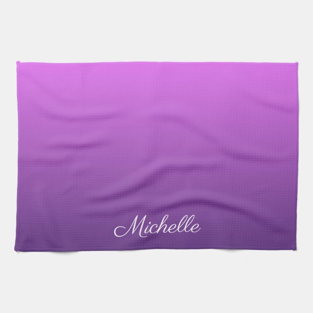 Personalized purple ombre kitchen towel (Horizontal)
