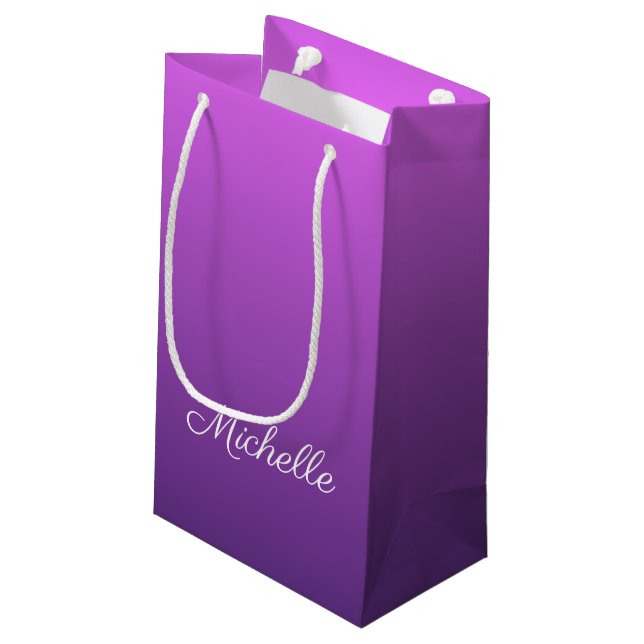 Personalized purple ombre small gift bag (Back Angled)