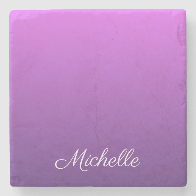 Personalized purple ombre stone coaster (Front)