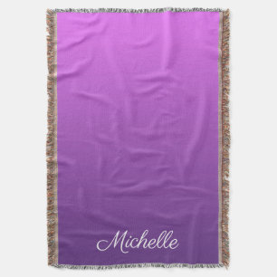 Personalized purple ombre throw blanket