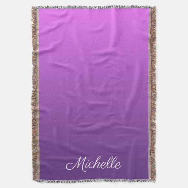 Personalized purple ombre throw blanket (Front Vertical)