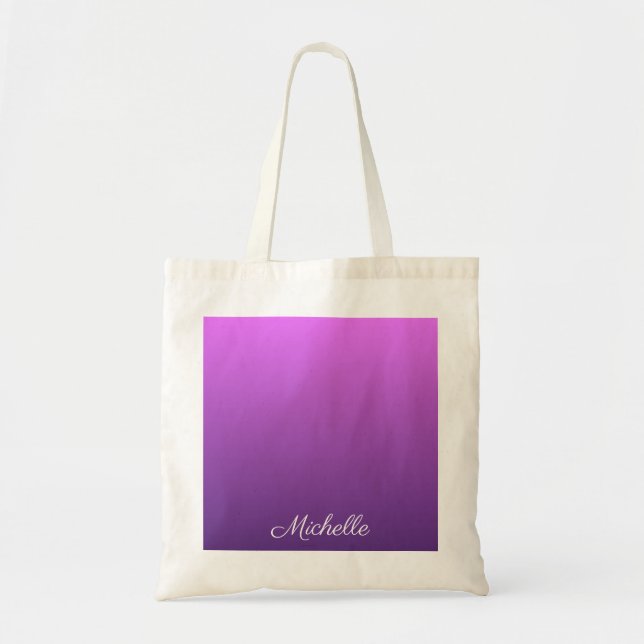 Personalized purple ombre tote bag (Front)