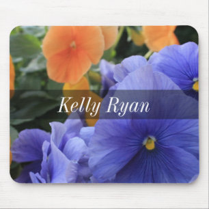 Personalized Purple & Orange Pansies, Photo 4810 Mouse Pad