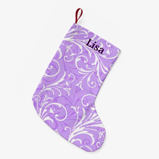 Personalized Purple Ornamental Christmas Stocking (Front (Hanging))