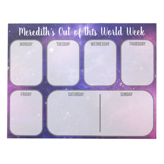 Personalized Purple Outer Space Night Sky Planner Notepad (Front)