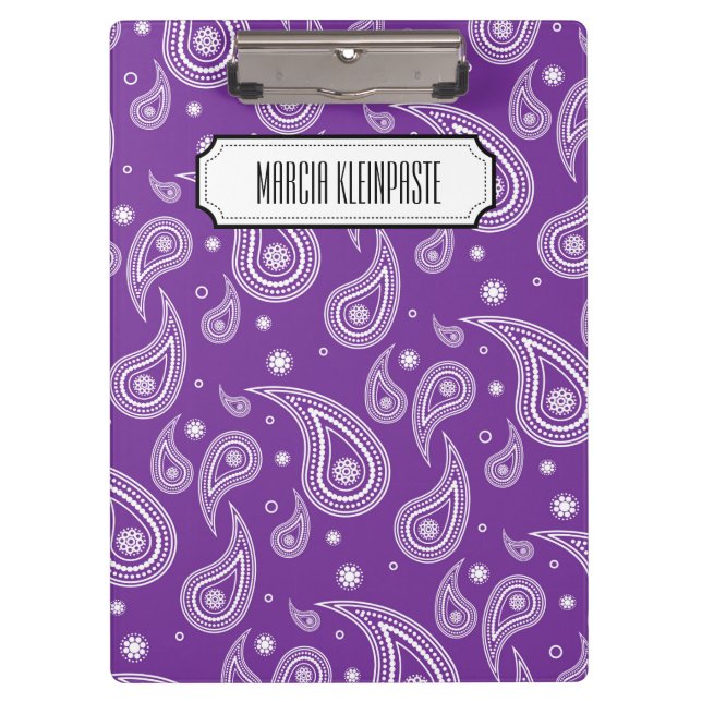 Personalized Purple Paisley Clipboard (Front)