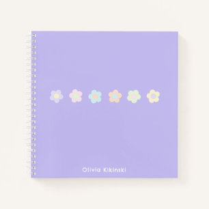 Personalized Purple Pastel Flower Notebook