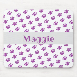 Personalized Purple Paw Print Pattern Mouse Pad