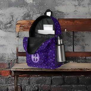 Personalized Purple Peackock Feather Printed Backpack