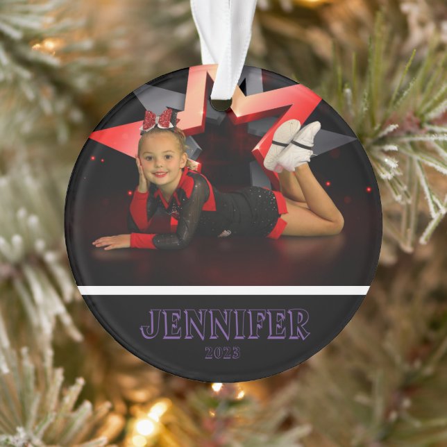 Personalized Purple Photo Cheerleading Ornament  (Tree)
