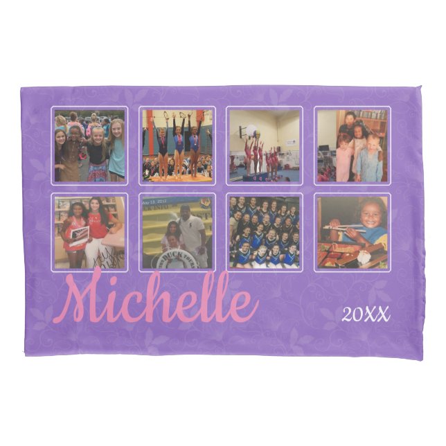 Personalized Purple Photos Pillowcase (Front)