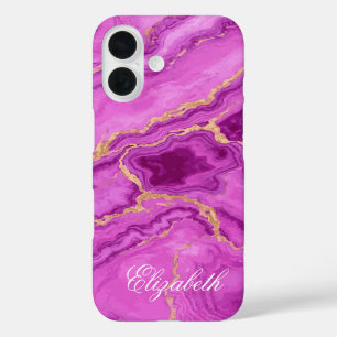 Personalized Purple & Pink Marble iPhone 16 Case