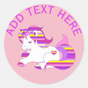 Personalized Purple & Pink Rainbow Unicorn Sticker