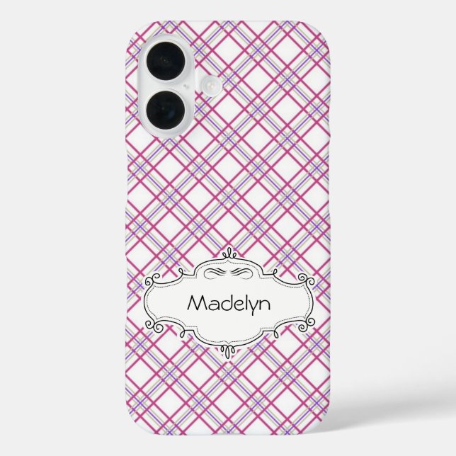Personalized Purple Plaid Phone Case (Back)