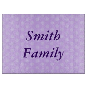 Personalized Purple Polka Dot Cutting Board