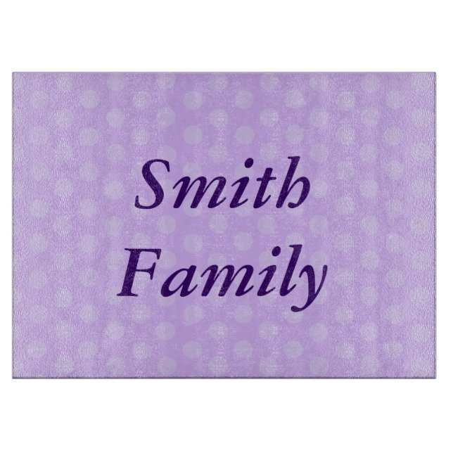 Personalized Purple Polka Dot Cutting Board (Front)
