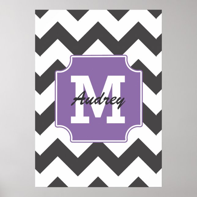 Personalized Purple Power Chevron Pattern Poster (Front)