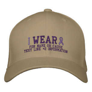 Personalized Purple Ribbon Awareness Embroidery Embroidered Hat