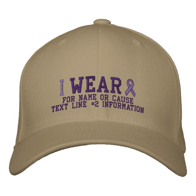 Personalized Purple Ribbon Awareness Embroidery Embroidered Hat (Front)