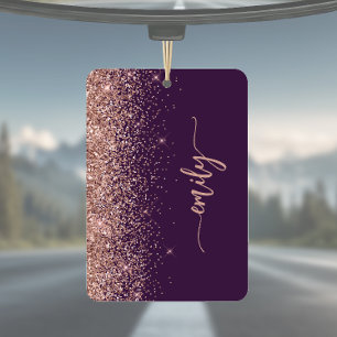 Personalized Purple Rose Gold Glitter Air Freshener