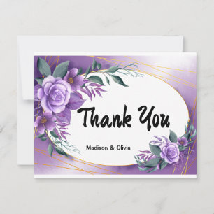 Personalized Purple Rose Thank You Card