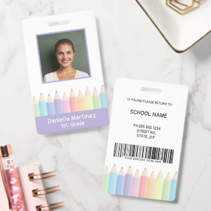 Personalized Purple School Teacher Photo ID Badge