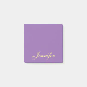 Personalized Purple Script Post it Sticky Notes