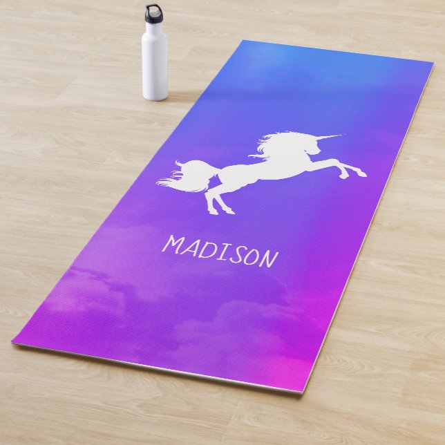 Personalized Purple sky Rainbow Unicorn Yoga Mat (In Situ)