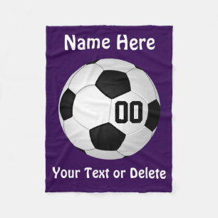 Personalized Purple Soccer Fleece Blanket